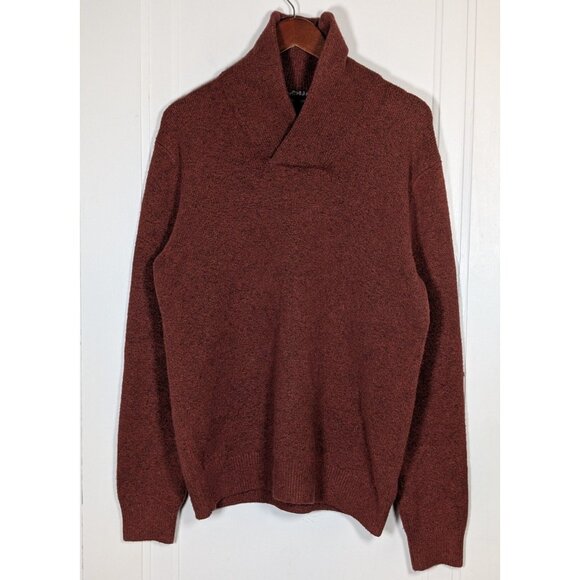 Banana Republic Eco Sweater V-Neck Pullover Mens Large Burnt Orange Dad Shawl - Picture 1 of 4